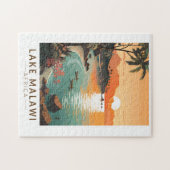 マラウイラフサンセットトラベルアートヴィンテージ ジグソーパズル (横)