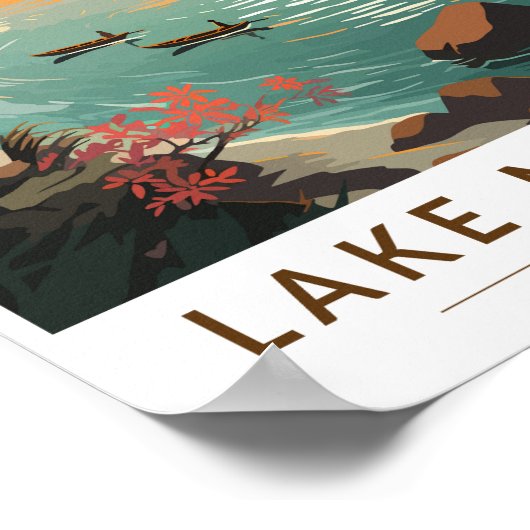 マラウイラフサンセットトラベルアートヴィンテージ ポスター (角)