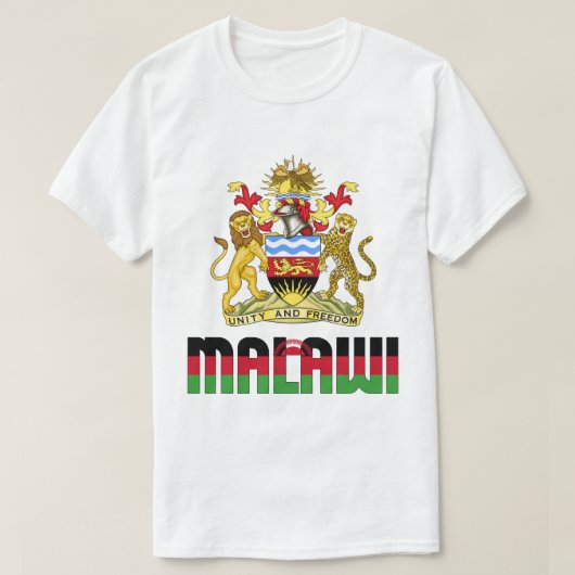 マラウイ国旗と紋章による愛国心 Tシャツ (デザイン正面)