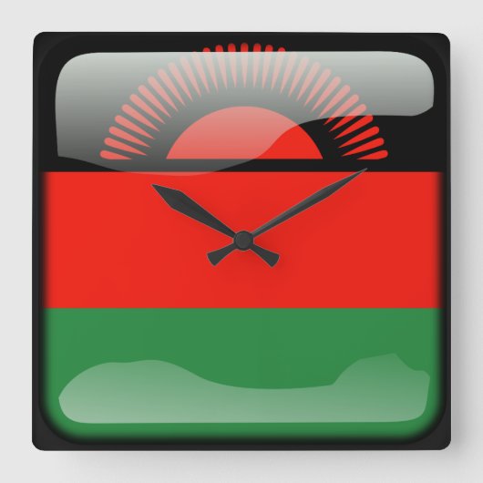 マラウイ国旗 スクエア壁時計 (正面)