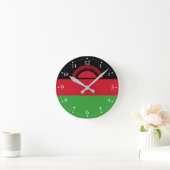 マラウイ国旗 ラウンド壁時計 (ホーム)