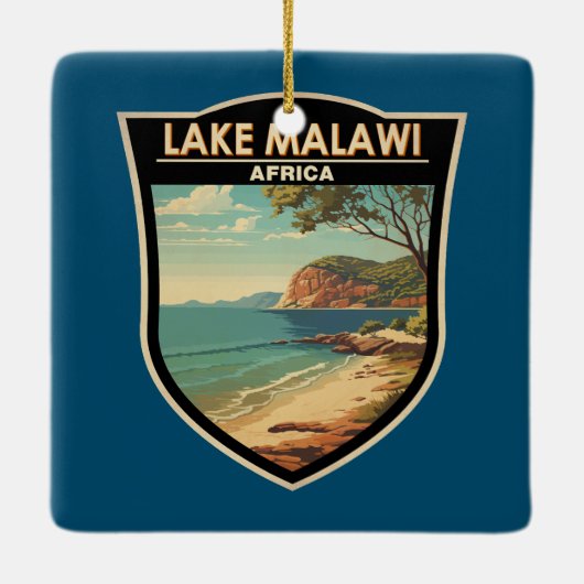 マラウイ湖アフリカ旅行ヴィンテージ セラミックオーナメント (裏面)