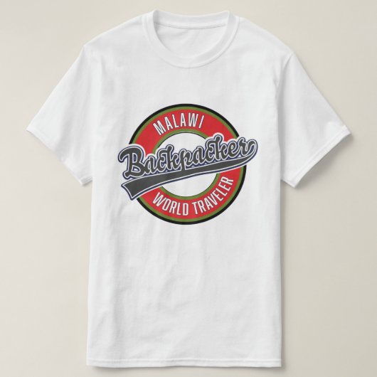 マラウイ バックパッカー 世界旅行者 Tシャツ (デザイン正面)