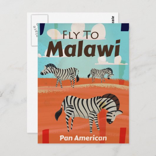 マラウヴィンテージ旅行ポスター ポストカード (正面/裏面)