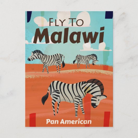 マラウヴィンテージ旅行ポスター ポストカード (正面)