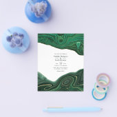 マラカイトおよび金ゴールドストラタアガテ結婚式招待状 チラシ (シングル)