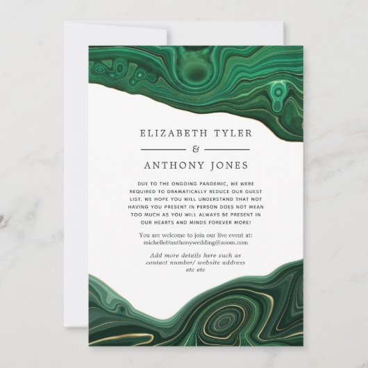 マラカイトとゴールドアゲートの縮小されたゲストリスト 案内状 (正面)