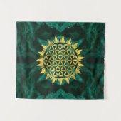 マラカイトの生命の金ゴールドの花 タペストリー (正面(横))