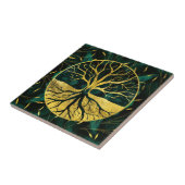 マラカイトのYggdrasil金生命の樹 タイル (側面)