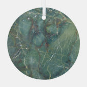 マラカイトグリーン大理石詳細テクスチャ ガラスオーナメント (裏面)