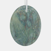 マラカイトグリーン大理石詳細テクスチャ ガラスオーナメント (正面右)