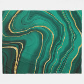 マラカイトグリーン金ゴールド大理石 フリースブランケット (正面(横))