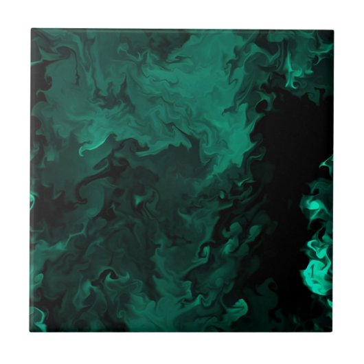 マラカイトタイル繊細な花柄 タイル (正面)