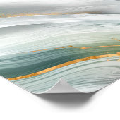 マラカイト緑色水彩及び金ゴールド ポスター (角)