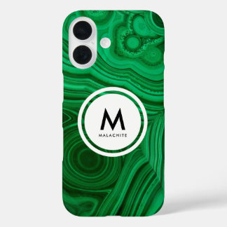 マラカイト鉱物モノグラム iPhone 16ケース