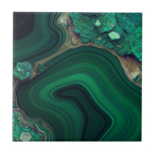 マラカイトCu6CO3(OH)2 タイル (正面)