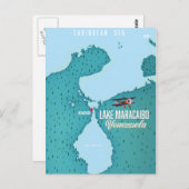 マラカイボ湖、ベネズエラの地図のナビゲーション。 ポストカード (正面/裏面)