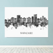 マラカイボVenezuela Skyline BW キャンバスプリント (インサイチュ (ウッドフロア))