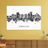 マラカイボVenezuela Skyline BW キャンバスプリント (インサイチュ (リビング))