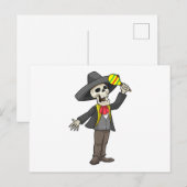 マラカスで音楽を奏でる骸骨 ポストカード (正面/裏面)