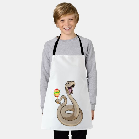 マラカスとのミュージシャンとしてのヘビ エプロン (着用した状態)