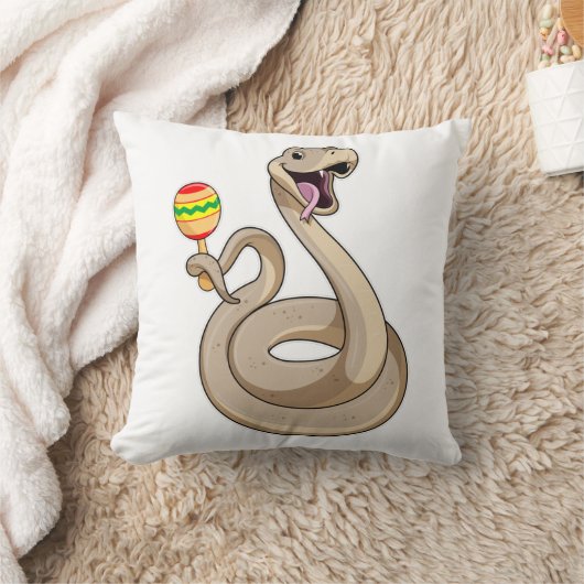 マラカスとのミュージシャンとしてのヘビ クッション (ブランケット)