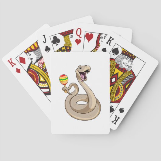 マラカスとのミュージシャンとしてのヘビ トランプ (裏面)