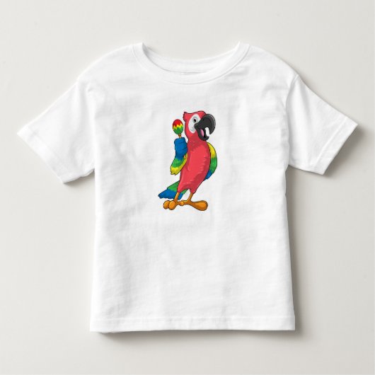マラカスと音楽でオウム トドラーTシャツ (正面)