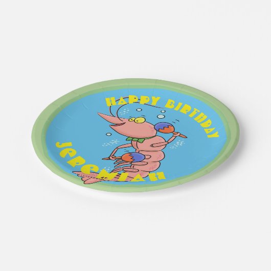 マラカスの誕生日にエビを飾った可愛いハッピーマンガ ペーパープレート (アングル)