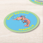 マラカスの誕生日にエビを飾った可愛いハッピーマンガ ラウンドペーパーコースター (アングル)