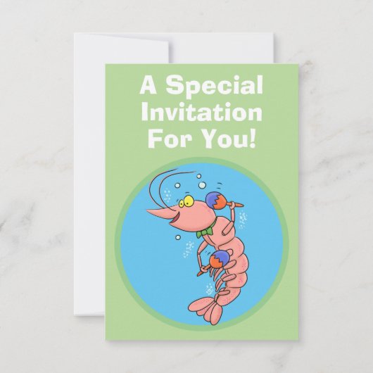 マラカスの誕生日にエビを飾った可愛いハッピーマンガ 招待状 (裏面)