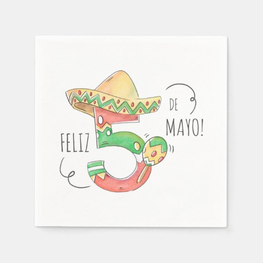 マラカスの#5ムブレロでシンコ・デ・マヨ スタンダードカクテルナプキン (正面)
