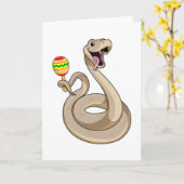 マラカスを持つ音楽家としてのヘビ カード (黄色い花)