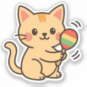 マラカス猫の楽しいダンス シール (正面)