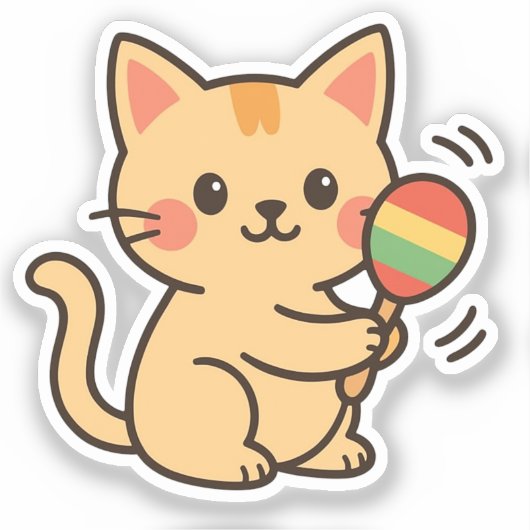 マラカス猫の楽しいダンス シール (正面)