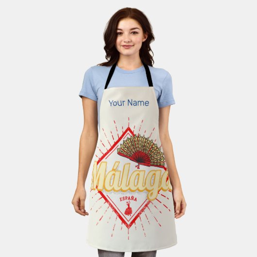 マラガアンダルシアスペインレトロフラメンコヴィンテージ エプロン (着用した状態)