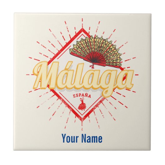 マラガアンダルシアスペインレトロフラメンコヴィンテージ タイル (正面)