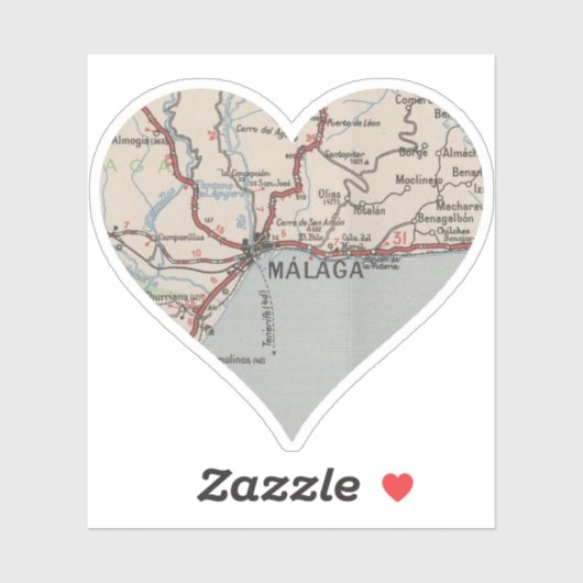 マラガスペインのヴィンテージの地図 シール (シート)