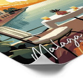 マラガスペインアートヴィンテージ旅行イラストレーション ポスター (角)