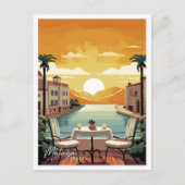 マラガスペインアートヴィンテージ旅行イラストレーション ポストカード (正面)