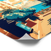 マラガスペインヴィンテージ旅行イラストレーション ポスター (角)