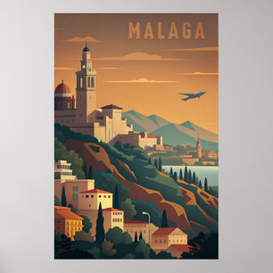 マラガスペインヴィンテージ旅行 ポスター