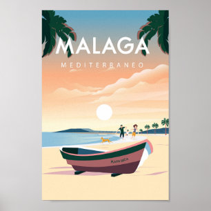 マラガスペイン市の旅行ポスター ポスター