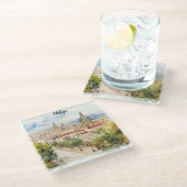 マラガスペイン建築水彩画 ガラスコースター (アングル)