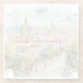 マラガスペイン建築水彩画 ガラスコースター (裏面)