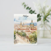 マラガスペイン建築水彩画 ポストカード (スタンド正面)