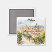 マラガスペイン建築水彩画 マグネット (正面/裏面)