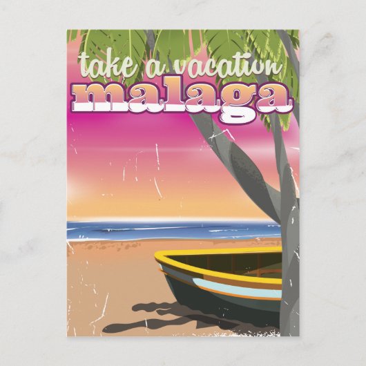 マラガスペイン旅行のポスター。 ポストカード (正面)