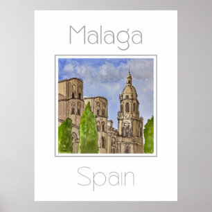 マラガ・スペインの旅行ポスター ポスター