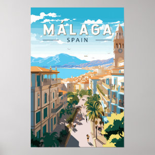 マラガ スペイン 旅行 アート ヴィンテージ ポスター